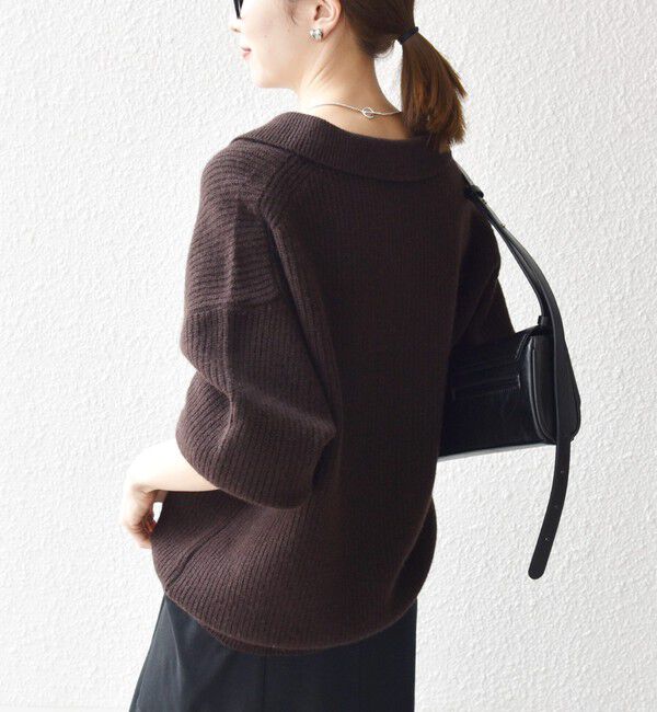 SHIPS any「SHIPS any:〈手洗い可能〉AQUA カシミヤ ミックス ポロ ニット」|ニット・セーター|