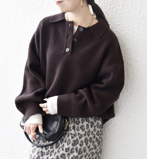 SHIPS any「SHIPS any:〈手洗い可能〉AQUA カシミヤ ミックス ポロ ニット」|ニット・セーター|