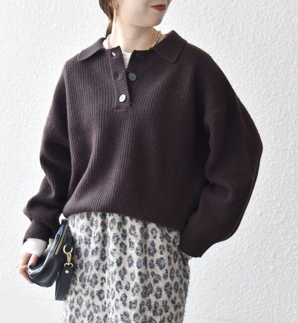 SHIPS any「SHIPS any:〈手洗い可能〉AQUA カシミヤ ミックス ポロ ニット」|ニット・セーター|