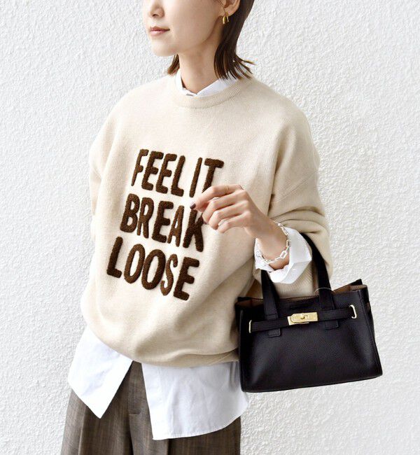 SHIPS for women「【WEB限定】〈手洗い可能〉サガラ 刺繍 ロゴ ニット プルオーバー」|ニット・セーター|