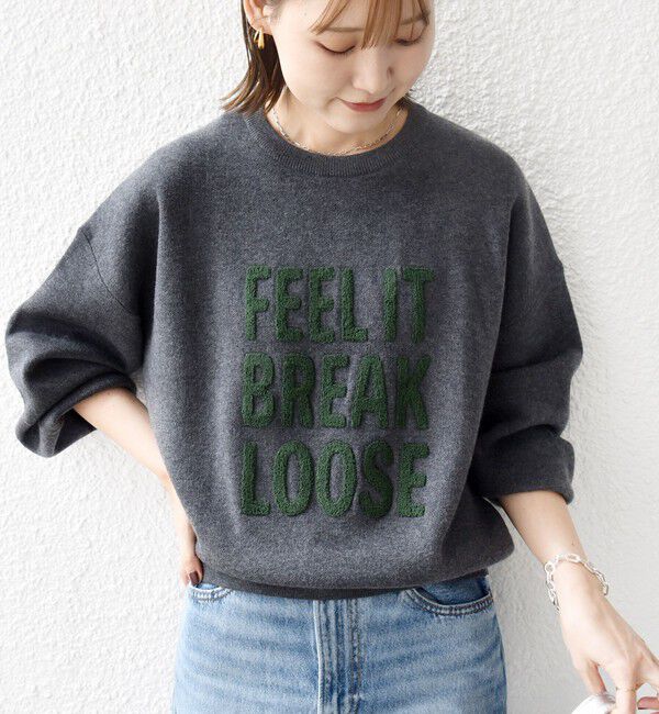 SHIPS for women「【WEB限定】〈手洗い可能〉サガラ 刺繍 ロゴ ニット プルオーバー」|ニット・セーター|グレー