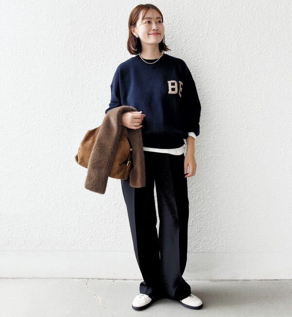 SHIPS for women「【WEB限定】〈手洗い可能〉サガラ 刺繍 ロゴ ニット プルオーバー」|ニット・セーター|