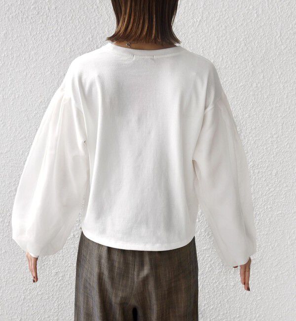 SHIPS for women「《一部追加予約》【WEB限定】〈手洗い可能〉シアー コンビ 裾 ドロスト プルオーバー」|プルオーバー|