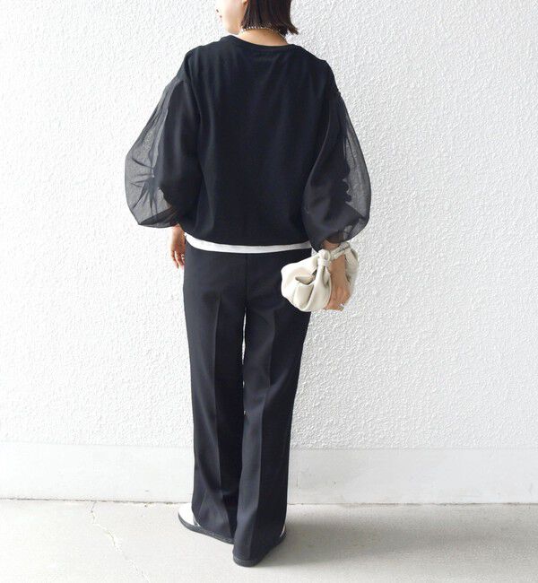 SHIPS for women「《一部追加予約》【WEB限定】〈手洗い可能〉シアー コンビ 裾 ドロスト プルオーバー」|プルオーバー|