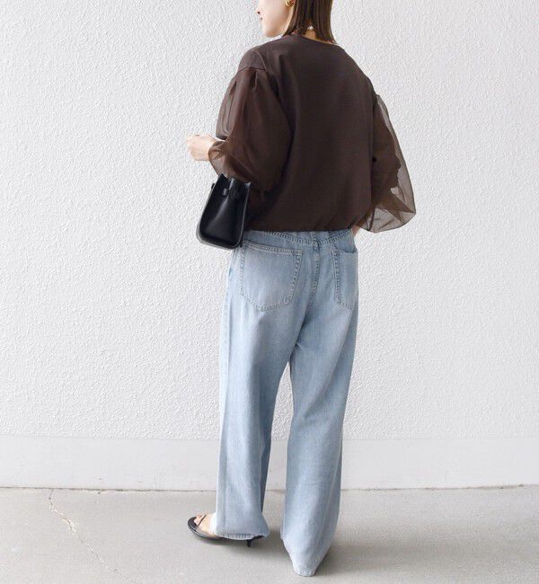 SHIPS for women「《一部追加予約》【WEB限定】〈手洗い可能〉シアー コンビ 裾 ドロスト プルオーバー」|プルオーバー|