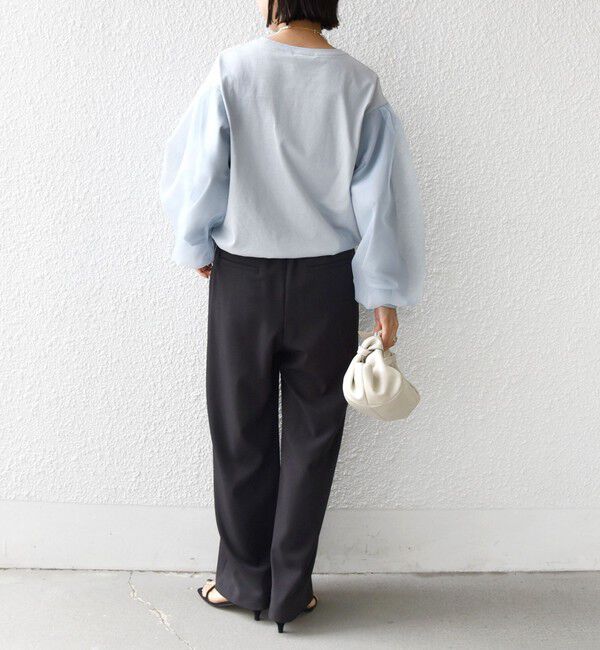 SHIPS for women「《一部追加予約》【WEB限定】〈手洗い可能〉シアー コンビ 裾 ドロスト プルオーバー」|プルオーバー|