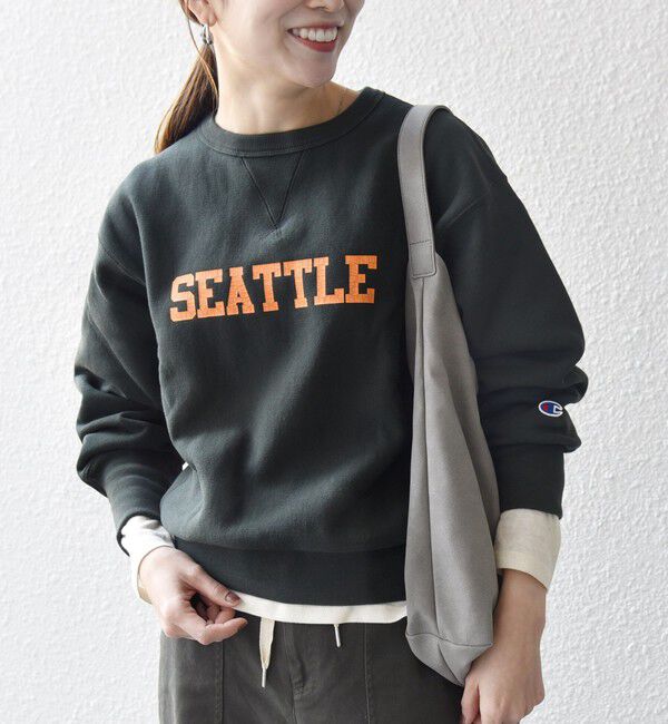 SHIPS any「Champion:〈洗濯機可能〉リバースウィーブ(R) 裏起毛 クルーネック スウェット」|スウェット・ジャージ|ブラック