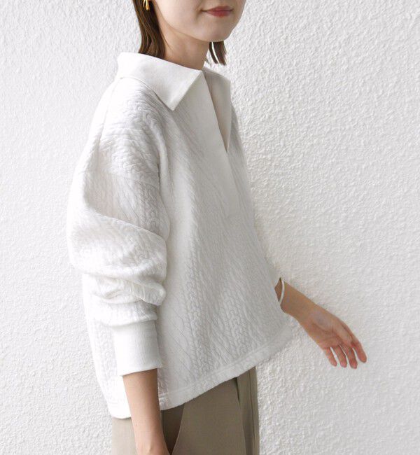 SHIPS for women「【WEB限定】〈手洗い可能〉ケーブル ジャージー ポロ プルオーバー」|Tシャツ・カットソー|