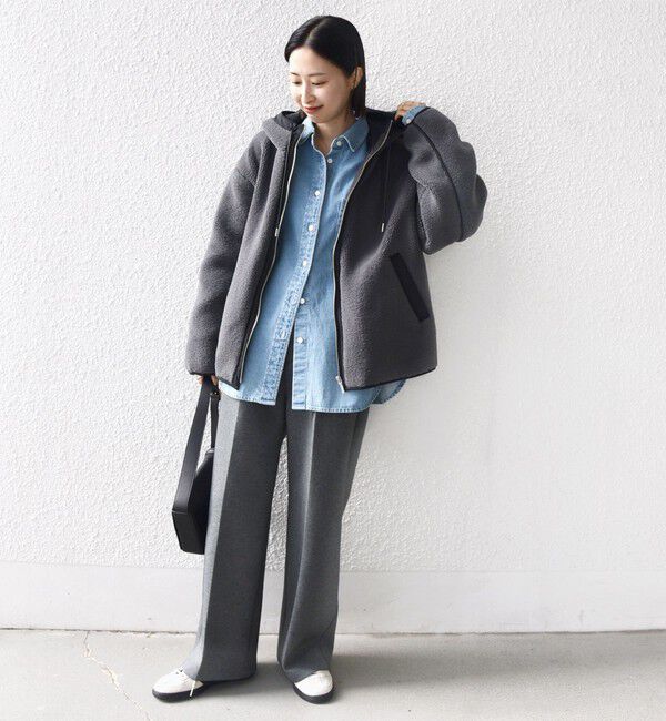 SHIPS for women「【WEB限定】ボア 配色 フード ブルゾン」|ブルゾン・スタジャン|