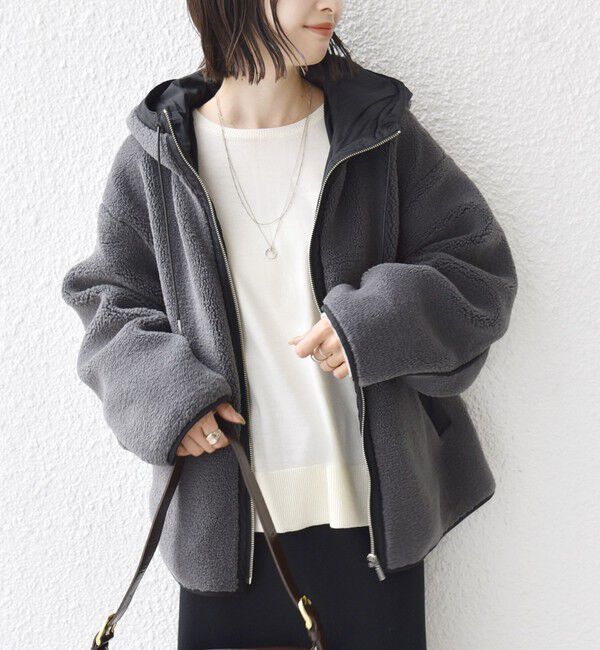 SHIPS for women「【WEB限定】ボア 配色 フード ブルゾン」|ブルゾン・スタジャン|