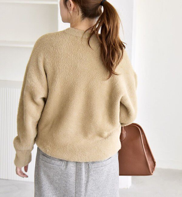 quaranciel「quaranciel:〈手洗い可能〉ファーライク クルーネック ニット プルオーバー」|ニット・セーター|