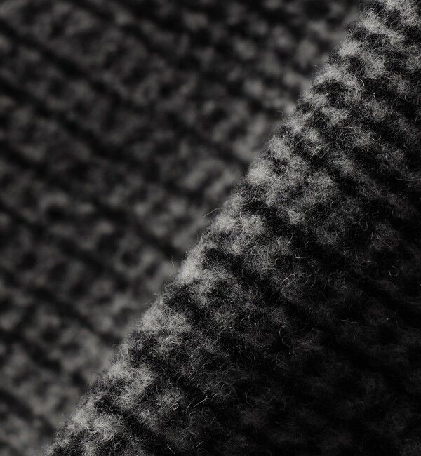 quaranciel「quaranciel: ボンディング チェック ノーカラー ショート ジャケット」|ノーカラーコート|