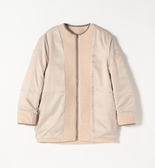 quaranciel「quaranciel: ノーカラー パイピング ジップ コート」|ノーカラーコート|