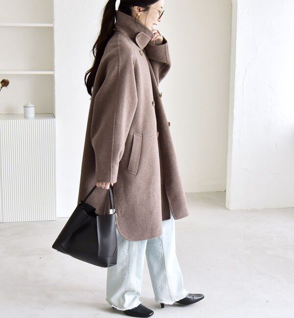 quaranciel「quaranciel: リバー スタンド & テーラード ダブルブレスト Aライン コート」|その他|