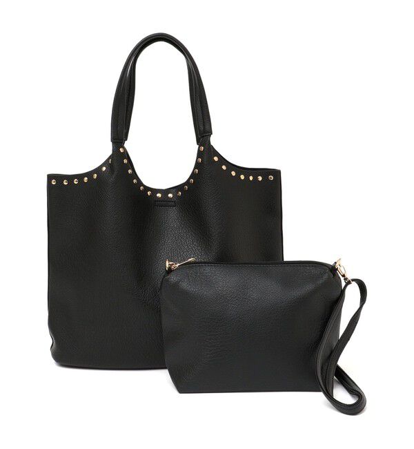 SHIPS any「【WEB限定】SHIPS any: ポーチ付き スタッズ A4 トート バッグ」|トートバッグ|