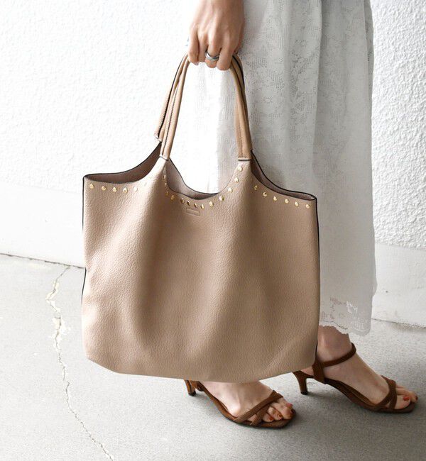 SHIPS any「【WEB限定】SHIPS any: ポーチ付き スタッズ A4 トート バッグ」|トートバッグ|