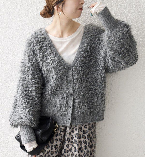 SHIPS any「SHIPS any: ループ ニット Vネック ショート カーディガン」|カーディガン|