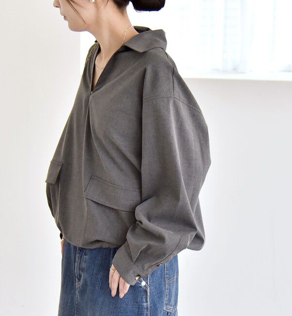 quaranciel「quaranciel:〈洗濯機可能〉ポケット ドロスト スキッパー プルオーバー シャツ」|シャツ・ブラウス|