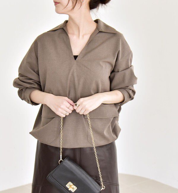 quaranciel「quaranciel:〈洗濯機可能〉ポケット ドロスト スキッパー プルオーバー シャツ」|シャツ・ブラウス|