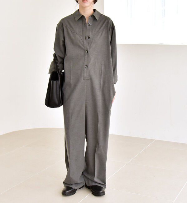 quaranciel「quaranciel:〈洗濯機可能〉レギュラーカラー ジャンプスーツ」|オールインワン|