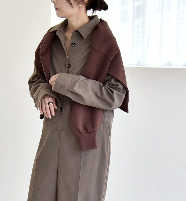 quaranciel「quaranciel:〈洗濯機可能〉レギュラーカラー ジャンプスーツ」|オールインワン|