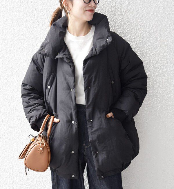 SHIPS any「SHIPS any: ナイロン スタンドカラー ダウン コクーン コート」|ダウン|