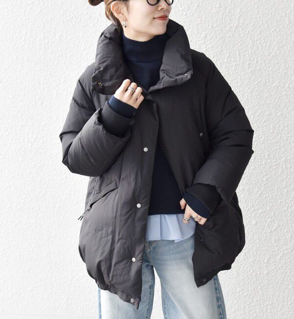SHIPS any「SHIPS any: ナイロン スタンドカラー ダウン コクーン コート」|ダウン|