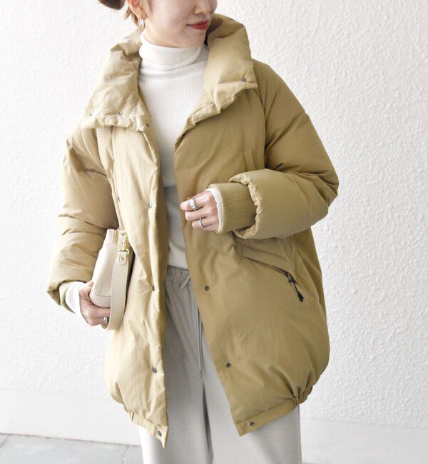 SHIPS any「SHIPS any: ナイロン スタンドカラー ダウン コクーン コート」|ダウン|