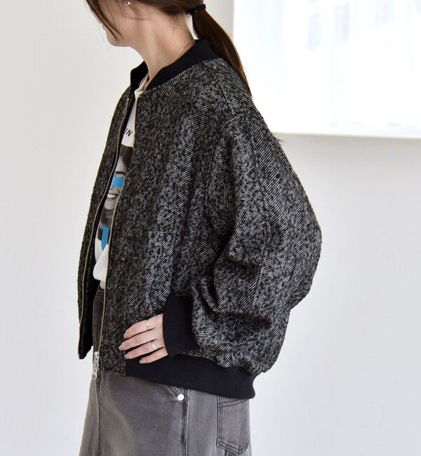 quaranciel「quaranciel: ツイード ダブル ジップ ブルゾン」|ブルゾン・スタジャン|