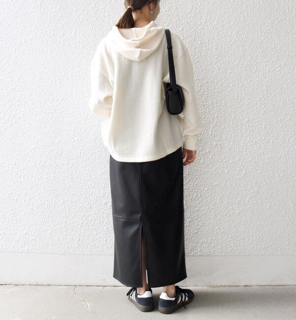 SHIPS any「SHIPS any:〈手洗い可能〉起毛 ワッフル ハーフジップ フーディー プルオーバー」|Tシャツ・カットソー|