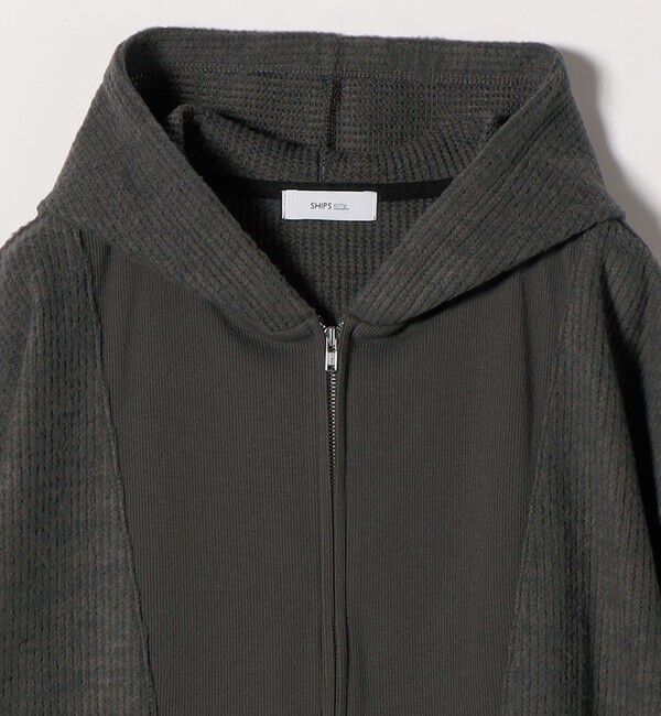 SHIPS any「SHIPS any:〈手洗い可能〉起毛 ワッフル ハーフジップ フーディー プルオーバー」|Tシャツ・カットソー|