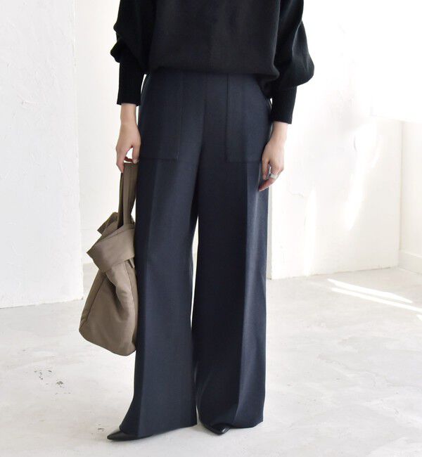 quaranciel「quaranciel: エア ニードル ベイカーデザイン ワイド パンツ」|その他|ネイビー