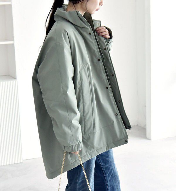 quaranciel「quaranciel:〈撥水加工〉中綿 スタンドカラー ダブル ジップ モンスター コート」|その他|ライトオリーブ