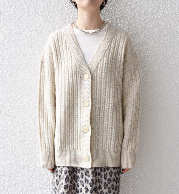 SHIPS any「SHIPS any: リブ タック編み Vネック ルーズ ニット カーディガン」|カーディガン|