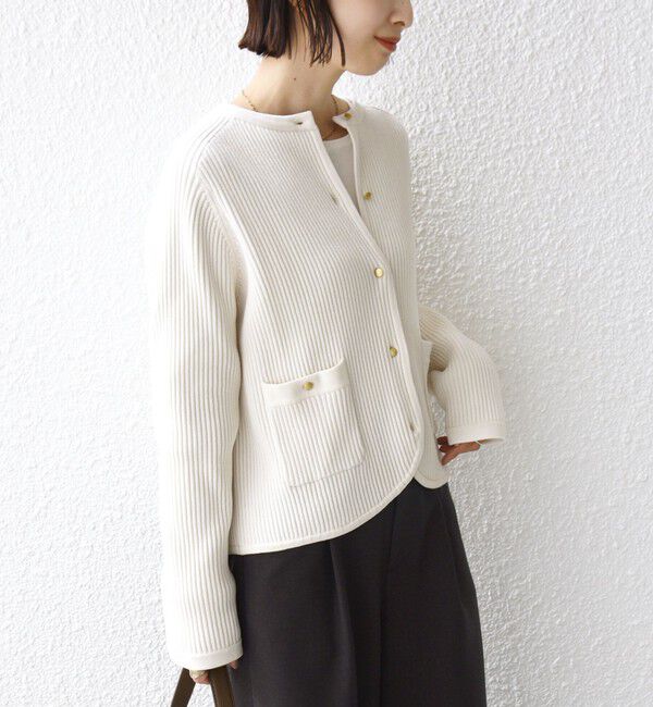 SHIPS for women「〈手洗い可能〉モール リブ クルーネック カーディガン」|カーディガン|