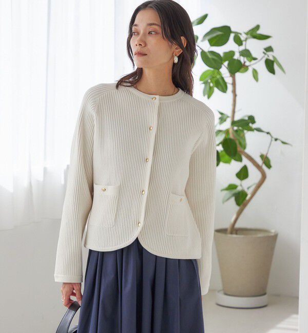 SHIPS for women「〈手洗い可能〉モール リブ クルーネック カーディガン」|カーディガン|