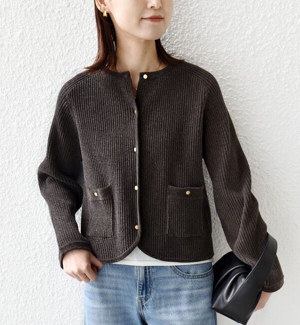 SHIPS for women「〈手洗い可能〉モール リブ クルーネック カーディガン」|カーディガン|