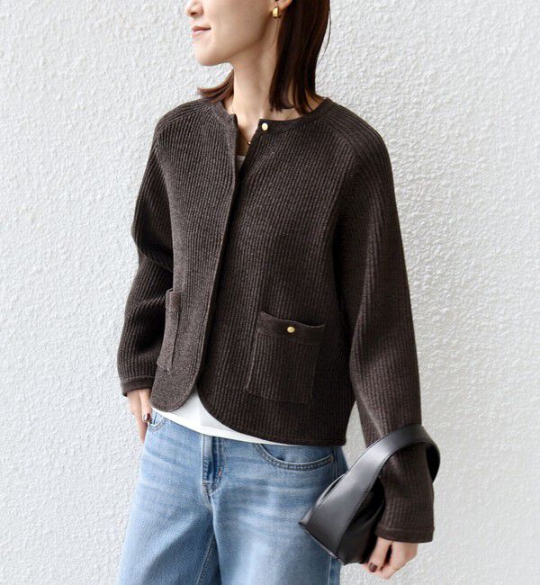 SHIPS for women「〈手洗い可能〉モール リブ クルーネック カーディガン」|カーディガン|