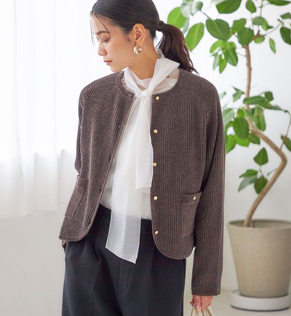 SHIPS for women「〈手洗い可能〉モール リブ クルーネック カーディガン」|カーディガン|