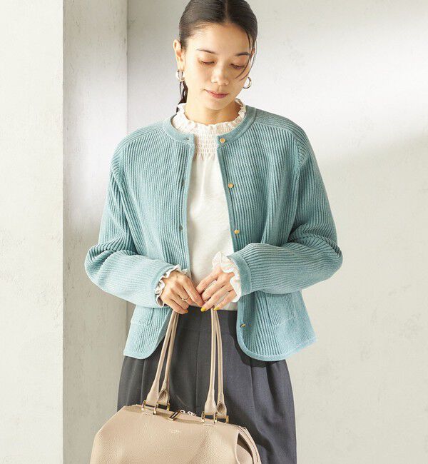 SHIPS for women「〈手洗い可能〉モール リブ クルーネック カーディガン」|カーディガン|