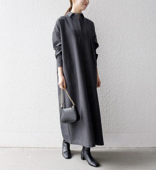 SHIPS any「SHIPS any:〈洗濯機可能〉サージ スキッパー シャツ ワンピース」|ワンピース|