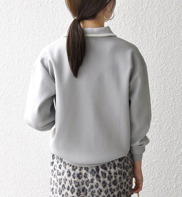 SHIPS any「SHIPS any:〈手洗い可能〉パール モチーフ 襟付き スキッパー ニット プルオーバー」|ニット・セーター|