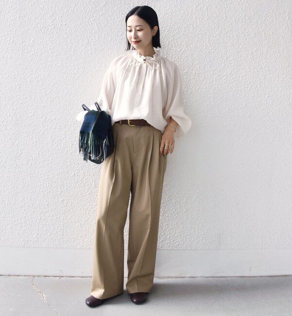 SHIPS for women「〈手洗い可能〉シアー タンブラー リボン デザイン 長袖 ブラウス」|シャツ・ブラウス|