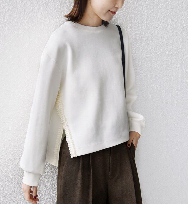 SHIPS for women「【WEB限定】〈手洗い可能〉サイド スリット フリル ダンボール カットソー」|Tシャツ・カットソー|