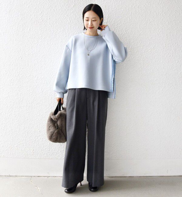 SHIPS for women「【WEB限定】〈手洗い可能〉サイド スリット フリル ダンボール カットソー」|Tシャツ・カットソー|