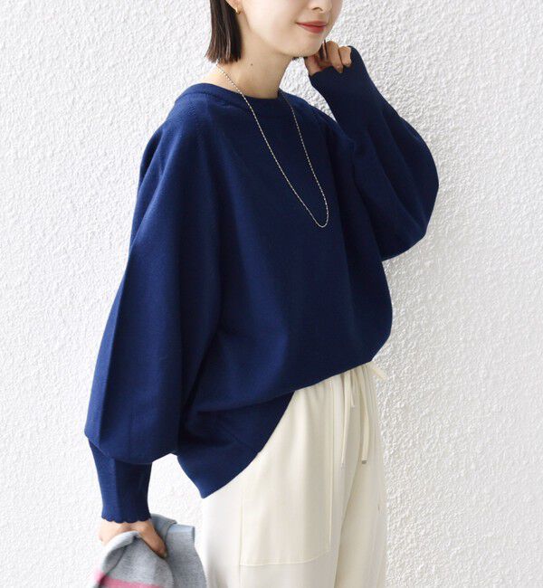 SHIPS for women「〈手洗い可能〉コットン カシミヤ混 スカラップヘム ボートネック プルオーバー」|ニット・セーター|