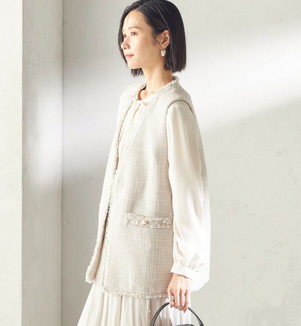 SHIPS for women「トライスピン 杢 ツイード カラーレス ジレ（セレモニー対応可）」|ベスト・ジレ|