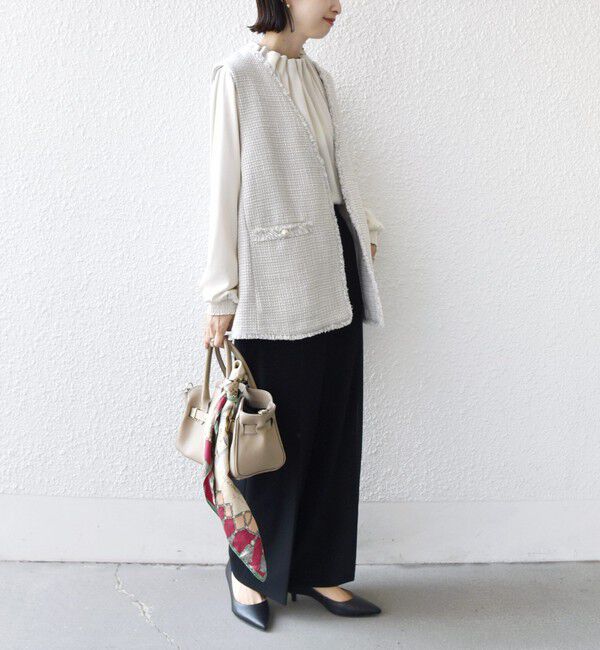 SHIPS for women「トライスピン 杢 ツイード カラーレス ジレ（セレモニー対応可）」|ベスト・ジレ|