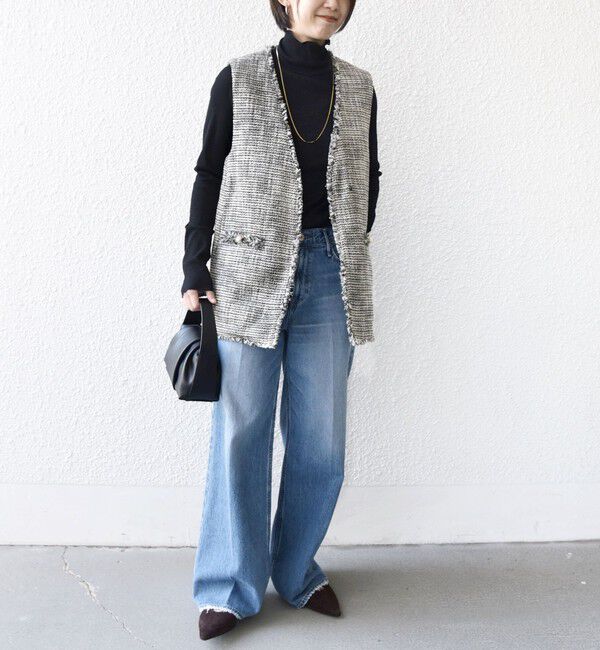 SHIPS for women「トライスピン 杢 ツイード カラーレス ジレ（セレモニー対応可）」|ベスト・ジレ|