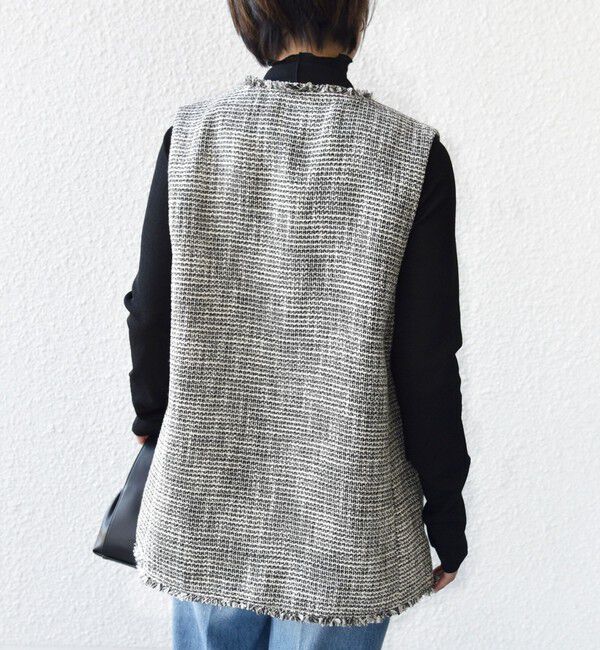 SHIPS for women「トライスピン 杢 ツイード カラーレス ジレ（セレモニー対応可）」|ベスト・ジレ|
